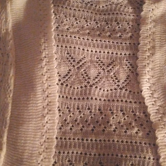JACLyn Smith sweater Open front Pointelle knit shrug 1X white Y2K style - Picture 5 of 10